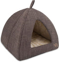 Best Pet Supplies Dog House Bed Crate Mat Tent Indoor Round Soft Plush for Small, Medium, and Large Breeds - Brown Linen, 19 x 19 x H:19"