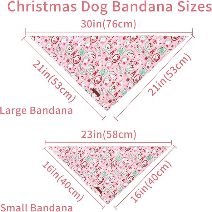 Christmas Dog Bandana–Adorable Happy Snowman Triangle Scarf for Small Medium Large Dogs, Soft Cotton Pet Bib for Winter & New Year, Adjustable Dog Kerchief