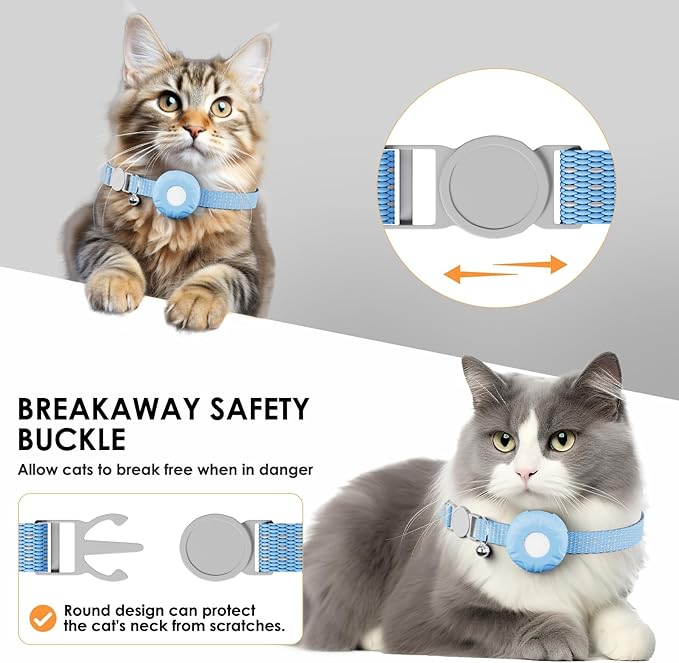 Cat Tracker, Lightweight Pet Tracker for Cats, Cat GPS Tracker Compatible with Apple Find My App(Only iOS), Real-Time Tracking, Precise Positioning, No Monthly Fee