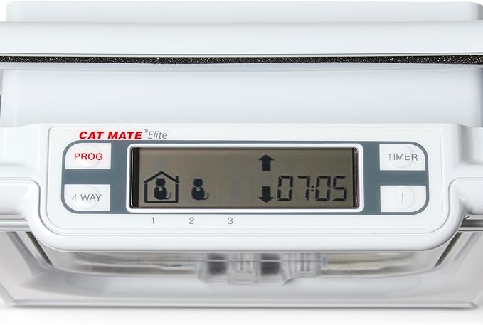 Cat Mate Elite I.D Disc Cat Flap with Timer Control (305) - Compatible with Pet Mate I.D Discs, for Small to Average Sized Cats, for Glass, UPVC, Walls and Wood, White