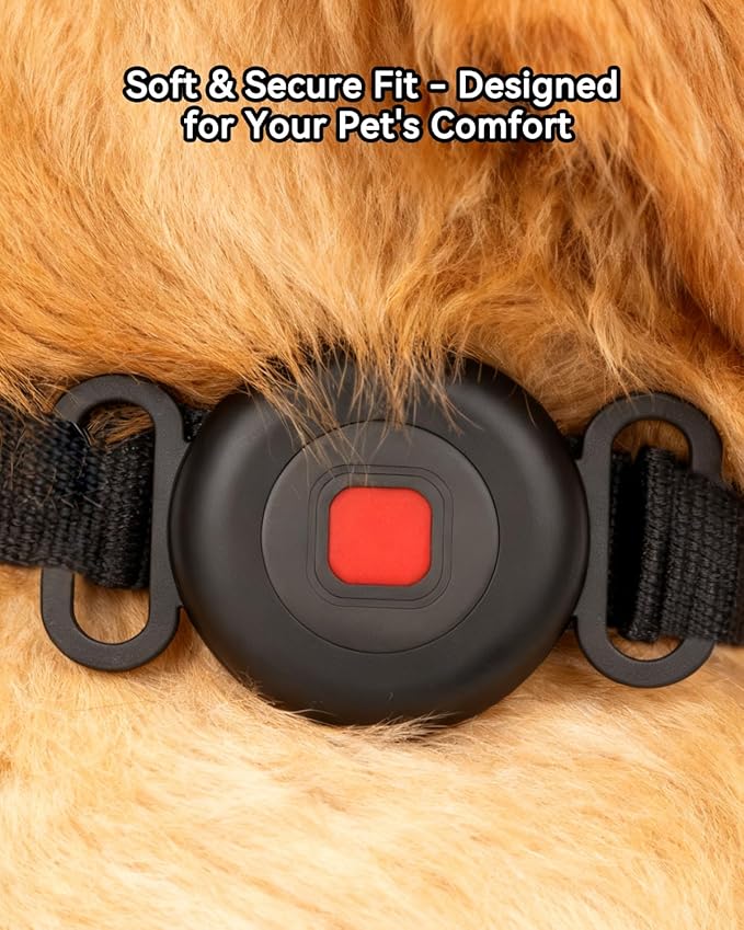 Location Tracker Tag for Dogs & Cats with Silicone Collar Holder, Works with Apple Find My & Android Find Hub, IP67 Waterproof Bluetooth Anti-Lost Locator (Black – Pet Collar Case, 1 Pack)