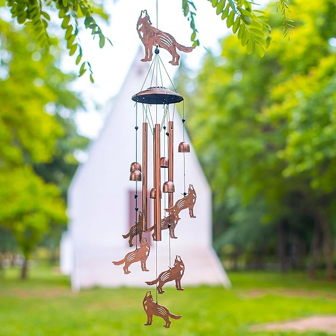 Wolf Wind Chimes for Outside,Wolf Gifts for Women/Men/Sympathy Gift/Memorial Gifts/Birthday Festival Metal windchimes Outdoors/Indoors,Patio,Garden Decor,Home,Porch,Yard Decor