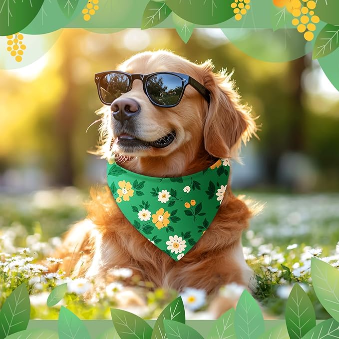 Abbylike 50 Pieces Spring Dog Bandanas Bulk Flower Daisy Sunflower Dog Bandanas for Pets Triangle Kerchief Scarf Bibs for Spring Pets Dogs Party Costume Accessories, 25 Styles (31.5 x 21.7 x 21.7)