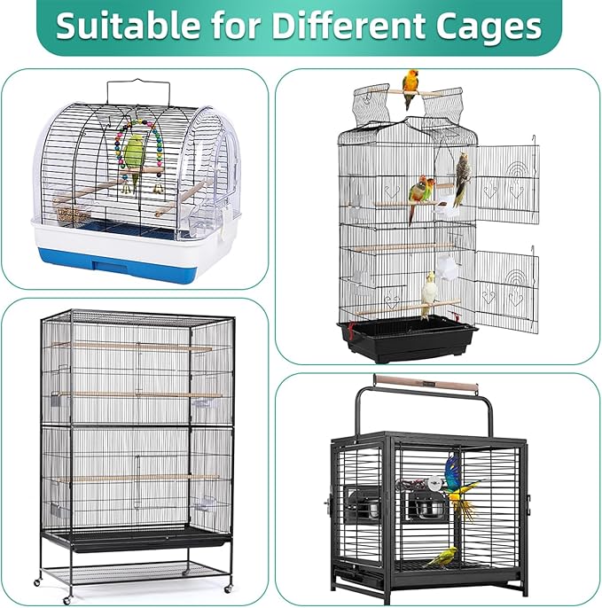 Bird Cage Seed Catcher, Seed Catcher Guard Net Cover, Parrot Nylon Mesh Net Cover, Universal Soft Airy Cage Net Stretchy Skirt for Round Square Cages (Daisy-Black, 15.7" x87")