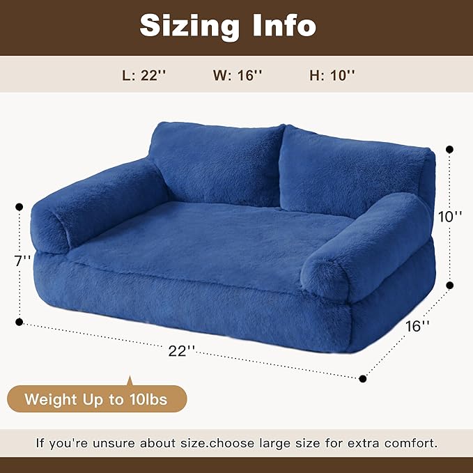 Cat Beds for Indoor Cats, Cat Couch Bed, Cute Cats Sofas for Pets, Small Dog Sofas & Chairs with Removable Washable Cover, Plush Soft Pet Furniture for 10lbs Small Dogs & Cats(Navy Blue)