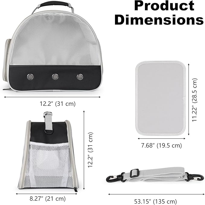 Ventilation Carrier for Bearded Dragon,Guinea Pig Carrier,Guinea Pig Carrier for 2,Reptile Travel Carrier for Lizards Sugar Glider Hedgehog Rat Parrot Birds,Airline Approved Black