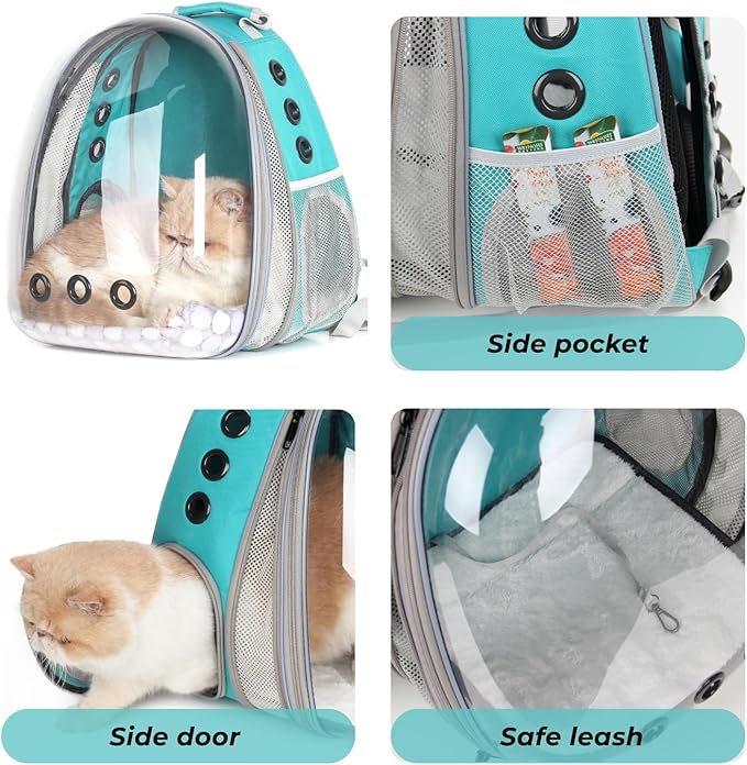 Lollimeow Cat Carrier Backpack, Expandable Bubble Pet Carrier for Cats and Small Dogs, Airline Approved Travel Backpack for Hiking, Walking & Outdoor Adventures - Supports up to 16 lbs