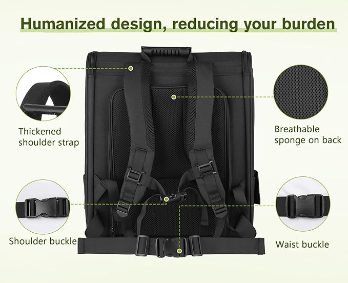 Pecute Cat Backpack Carrier Expandable, Pet Backpack for Cats & Small Dogs Up to 11lbs, with 4-Side Breathable Mesh, Multi-Entry & Lockable Zippers for Travel, Hiking, Camping - Hands Free, Black