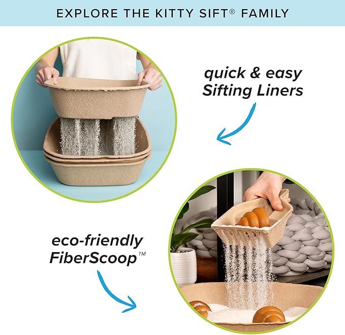 Kitty Sift Disposable Cat Litter Box Jumbo, 6 Count, Durable and Portable for Travel and Home, Eco-Friendly Disposable Litter Box Controls Odor