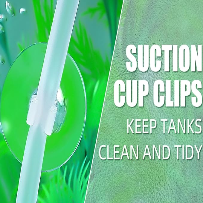 AQUANEAT Aquarium Suction Cups, for Fish Tank Airline Tubing, with Clips 3/16" air Hose Holder, 24pcs (Clear)