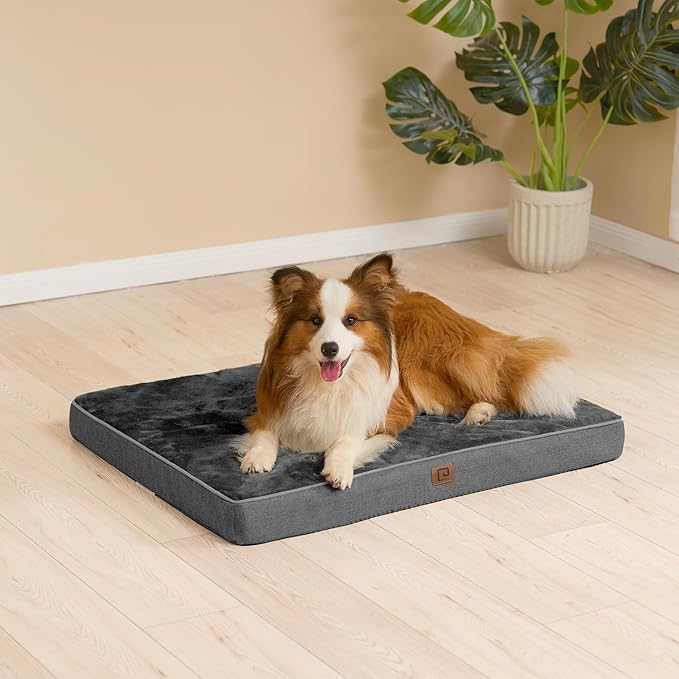 EHEYCIGA Waterproof Dog Bed Orthopedic 41"x27", Memory Foam Pet Bed for XLarged Dogs, Washable Pet Mat with Removable Cover, Dark Grey