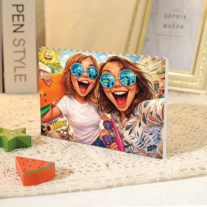NAZENTI Personalised Best Friend Photo Building Block for Girlfriend, Sister, Custom Besties Photos Caricature Funny Puzzle Gift for Valentine Anniversary Birthday, Memory Puzzle Decor Gifts for BFF