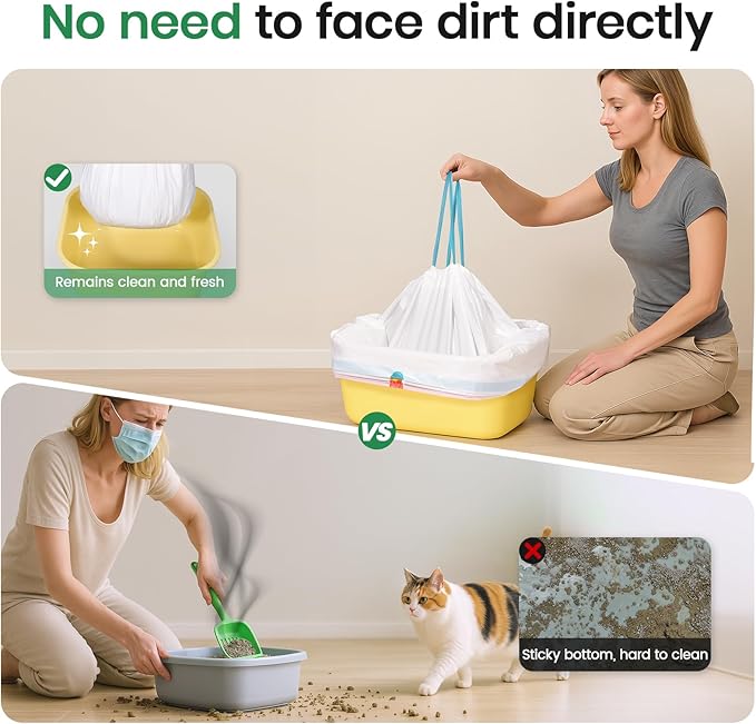 Sifting litter bags with 7-Day Litter System, Heavy Duty Thickened litter liners, 37x18 Inch (28 Pack) For Most Litter Boxes and Cat Supplies