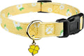 Cotton Handmade Dog Collar Cute and Distinctive Patterns Yellow Flower with Pendant for Girl Boy Dogs Collars L