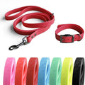 4.2FT Dog Collar and Leash Set, PVC Waterproof Adjustable Odor Proof Pet Collars Leashes, Easy to Clean, Surface 3D Cube Effect, Dog Leash for Small Dogs, Dark Red
