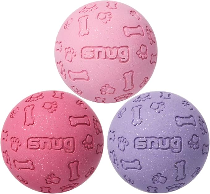 Snug Rubber Dog Balls for Small and Medium Dogs - Tennis Ball Size - Virtually Indestructible (3 Pack - Chic)