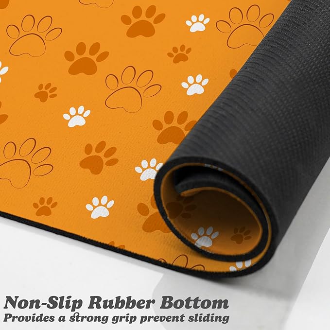 Dog Food Mat, Absorbent Water Bowl Mats Cat Pet Feeding Placemats Orange 17 * 30 inch