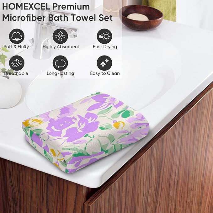 Colorful Bird Hand Towels - 2 Pack, 14.5" X 28",Soft Microfiber Polyester Towel Set with Watercolor Birds Pattern,for Fun Bathroom Kitchen Spa Hotel Decor Gifts Nature-Inspired Look