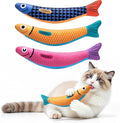 Interactive Cat Toys with[5000mg Premium A+Catnip &Silvervine][Baby Grade] Soft Chew Kicker Cat Toys for Indoor Cats & Kittens, Crinkle &Rattle Fish Sound Toy, Drives Bored Cats Crazy with Fun,3 Pack