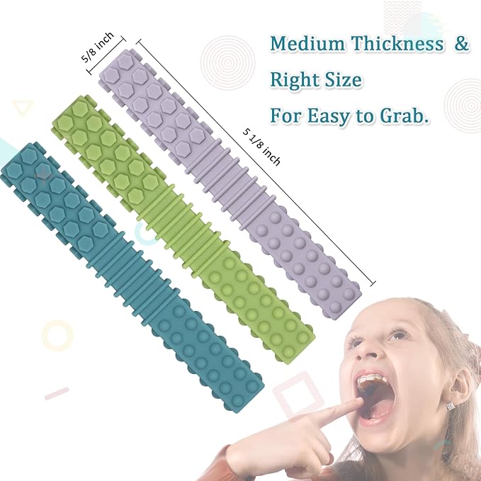 Xtra Tough Sensory Chew Toys for Autistic, 5 Pack Chew Toys for Aggressive Chewers Kids with ADHD, Autism, SPD, Silicone Chew Sticks Oral Motor Stimulation for Kids Sensory with Special Needs