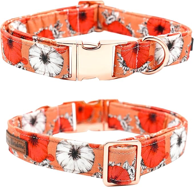 Fall Dog Collar, Pet Collar Bow Floral Pet Collar Girl Boy Holiday Collars Gift Bow Cute Soft Puppy Collars for X-Small