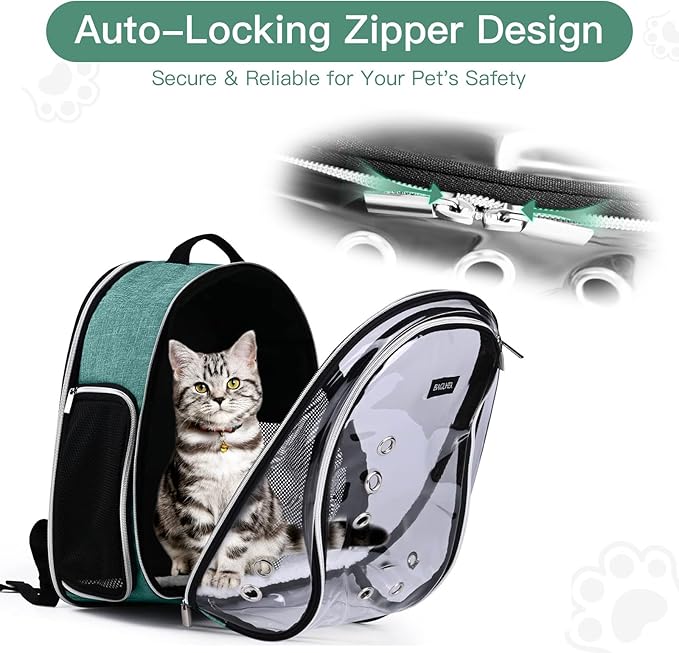 BAGLHER Cat Carrier Backpack Bubble - Fit Up to 18 Lbs - Airline-Approved Dog Backpack Carrier for Small Pets Puppies Dogs Bunny, Space Capsule Dog Carrier Backpack for Travel Outdoor Hiking, Green