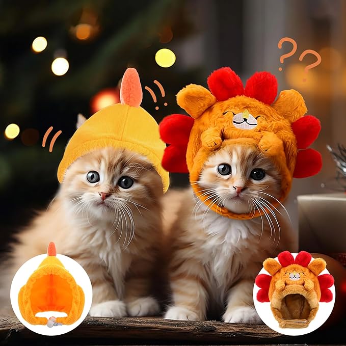 Weewooday 5 Pieces Cat Costume Bunny Hat Outfit with Ears Funny Cat Hat and Small Dogs Kitten Puppy Party Easter Costume Accessory Headwear(Lovely Style)
