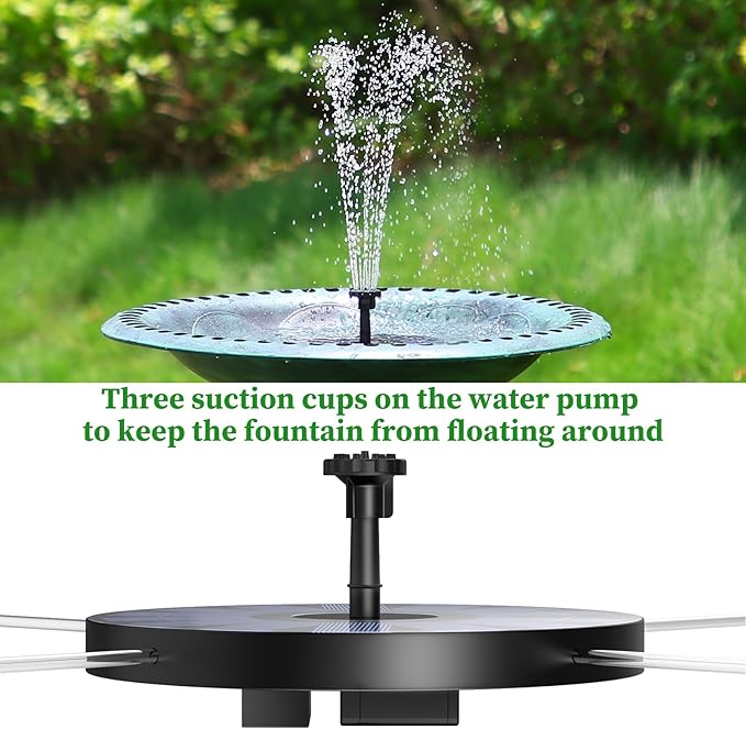 AISITIN 2.5W Solar Bird Bath Fountain Pump, Solar Fountain for Bird Bath with 6 Nozzles, 6.7" Solar Powered Water Pump for Garden, Ponds, Pool, Fish Tank, Aquarium and Outdoor