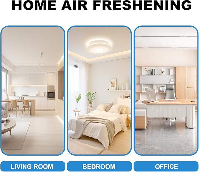 Air Freshener（Black） - for Home, Bedroom, Office and Warehouse - Essential Oil Aroma Diffuser with LED Color Night Light and Soothing Water Flow Sound - for Pets and Smokers.