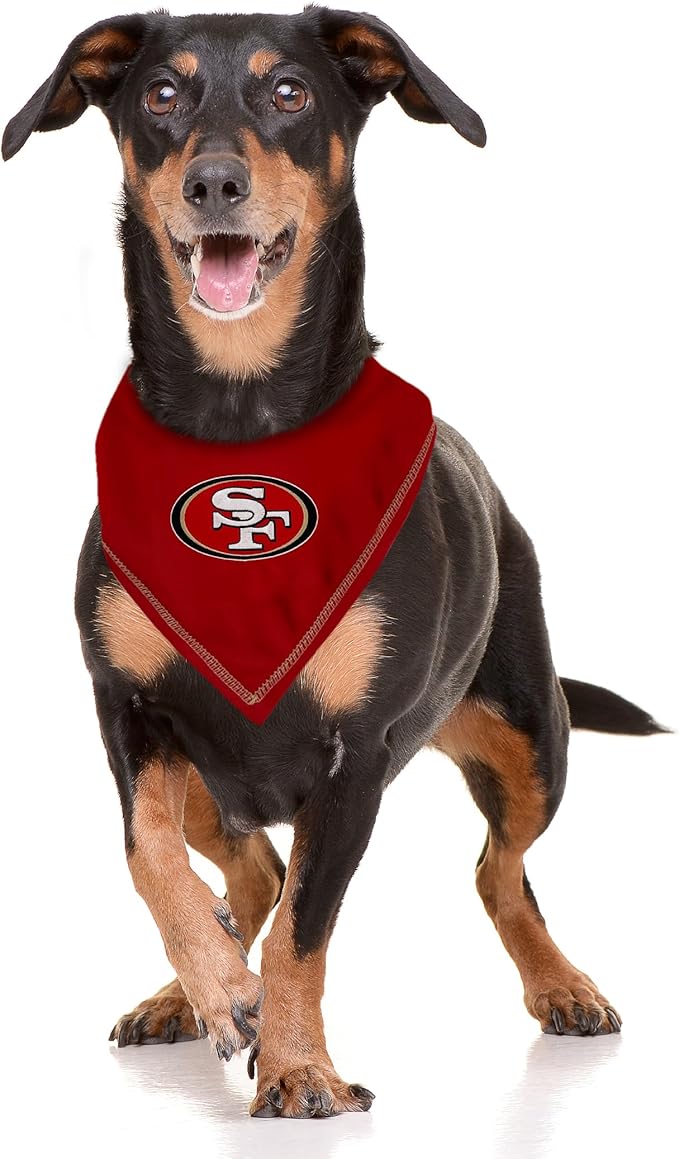 Pets First NFL San Francisco 49ERS Tie Bandana, Large/X-Large. Dog Cat Scarf Bib for Pet. Ultimate Game-Day Party Bandana (SAN-3550-L-XL)