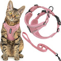 Voyager Escape-Proof Step-in Lock Cat Harness & 5ft Neoprene-Handle Leash Set All-Weather Mesh with Reflective Stitching for Small to Large Cats by Best Pet Supplies, Pink (327), XS