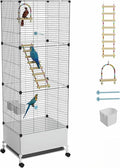 Extra Large Bird Cage, Black Parakeet Cages with Rolling Stand & Wheels, Wide Birdcage for Parrots Cockatiels Conure Budgie Canary Finch Lovebird