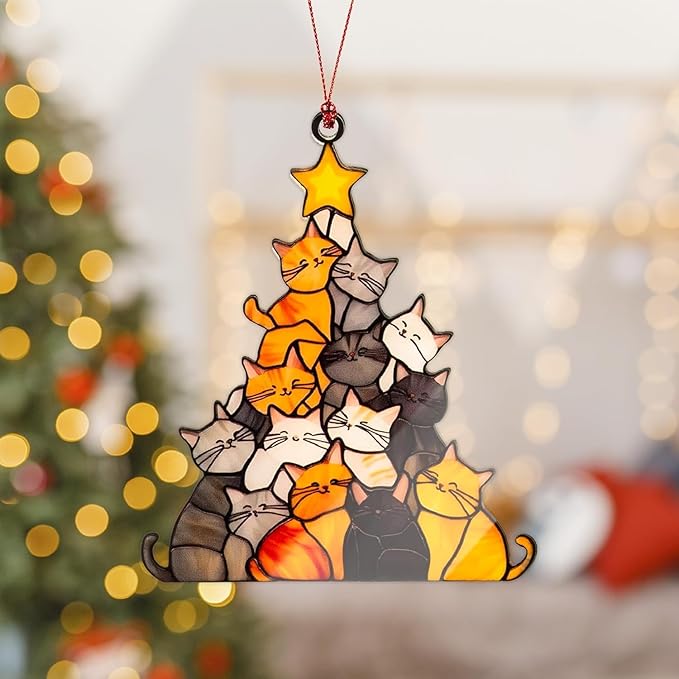 Cat Ornament, Cat Ornaments for Christmas Tree, Funny Holiday Decorations 2025, Black Pet Ornaments, Vintage Classic Christmas Tree Decor, Unique Gifts for Animal Lovers, Festive Tree Topper Ornament