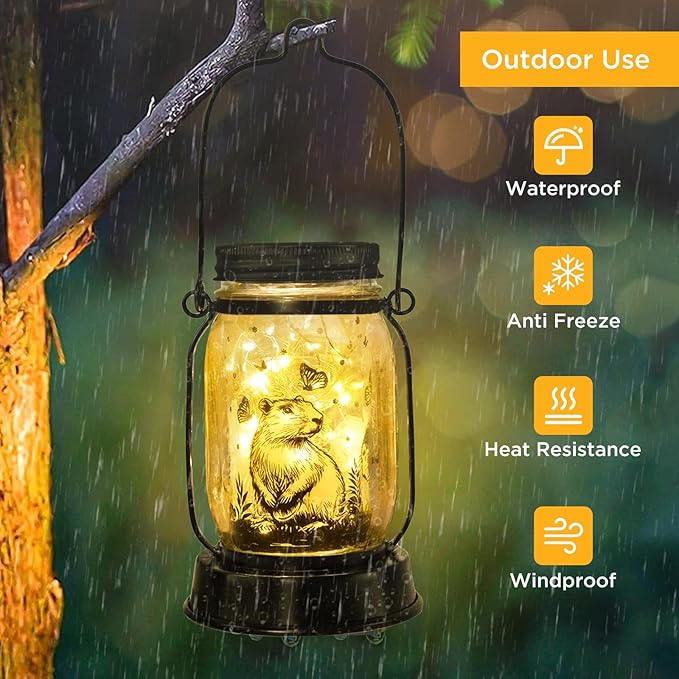 kyoryuger Capybara Gifts for Women/Men Capybara Solar Lanterns Mom Grandma Birthday Present Lantern Memorial Lights Solar Garden Decoration Outside for Yard, Patio,Backyard,Porch Torches