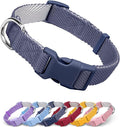 Dynmeow Soft and Breathable Cotton Dog Collar, Durable Adjustable Heavy-Duty Pet Collar with Quick-Release Buckle, Lightweight for Sensitive Skin for Large Dogs, Navy-Blue, L