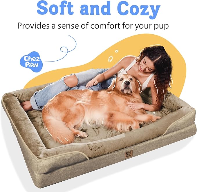 Orthopedic Extra Large Dog Bed - XXL Washable Giant Pet Couch Sofa with Removable Cover Waterproof Bolster for Large Size Dogs, 45x35