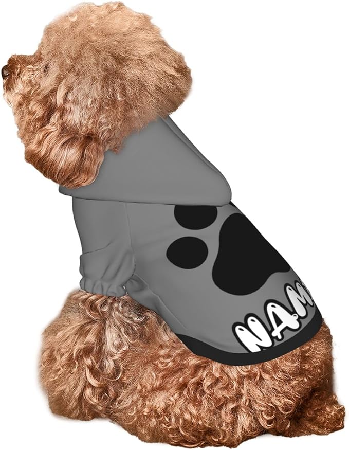 Custom Dog Hoodie Warm with Your Photo Text Logo Name Personalized Dog Clothes for Puppy Sweatshirt Hooded for Small Medium Large Dogs Girl/Boy Cats Gray