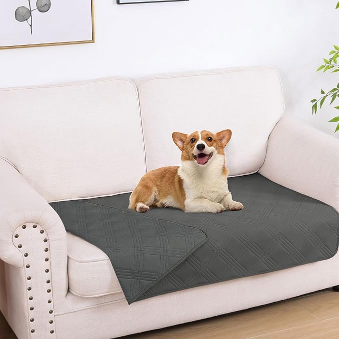 hyha Waterproof Dog Blanket, Reversible Pet Bed Blanket, Soft Sofa Couch Cover for Dogs Washable, Waterproof Pet Couch Covers for Sofa Puppy Cats Furniture Protector(30"x53", Dark Grey/Dark Grey)