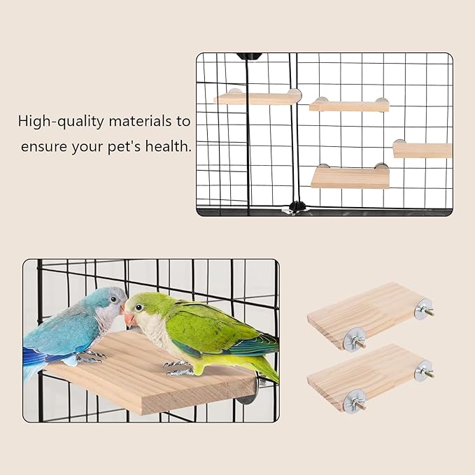 2Pcs Solid Wood Parrot Stand and Small Animal Climbing Platform