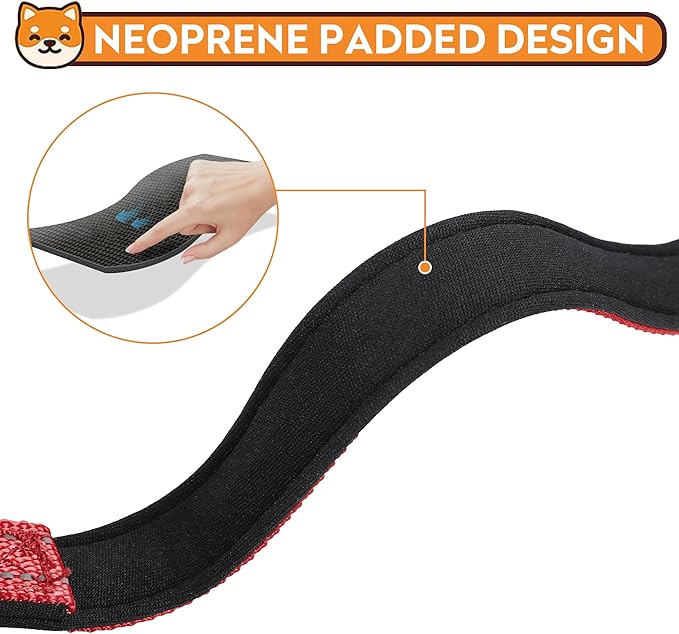 Reflective Dog Collar, Adjustable Soft Neoprene Padded Nylon Pet Collars with Buckle for Large Dogs, Red,L