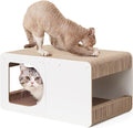 EHEYCIGA Cardboard Cat Scratcher House, 20-Inch Corrugated Cat Scratcher for Indoor Cats, Large Scratching Board Pad, White