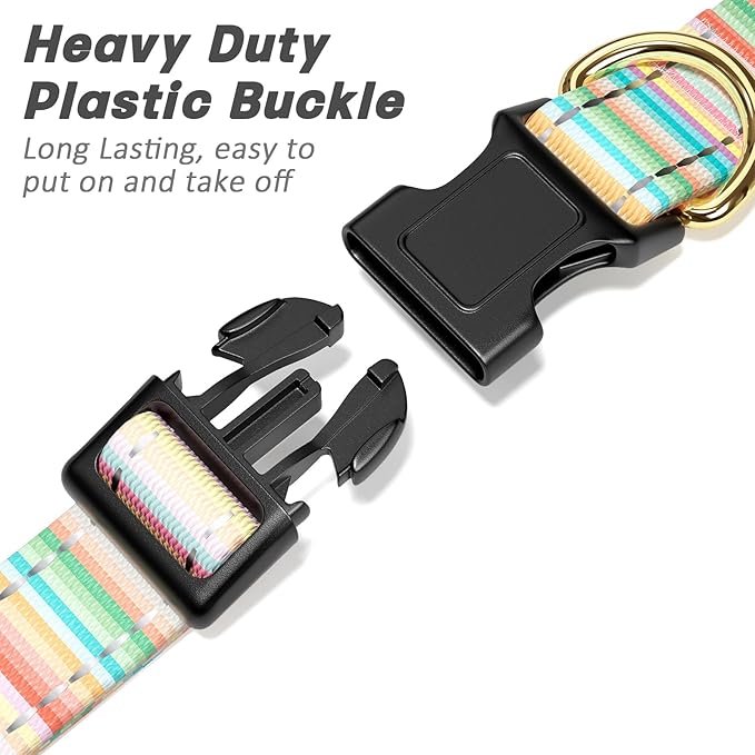 Reflective Dog Collar, Cute Dog Collar for Small Dogs, Soft Nylon Puppy Collar for Boy and Girl Female Dogs, Adjustable Pet Collars with Quick Release Buckle, Colorful Watercolor Art