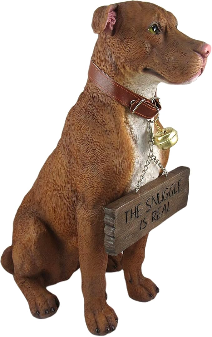 DWK Front Porch Dog Outdoor Welcome Sign Decorative Statue | Cute Dog Welcome Sign for Front Porch Standing | Decorative Garden Statues - Pitbull