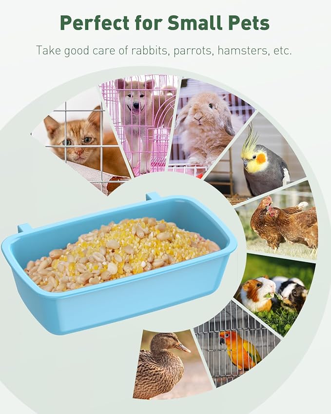 Pawfly Hanging Feeder, Food and Water Container, 6 Pcs Plastic Keepers for Cages Rabbit, Feeding Dishes Coop Cups for Parrots Hamsters Guinea Pigs & Other Small Pets