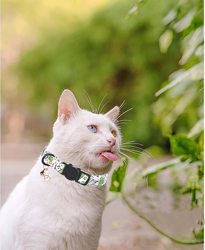 Cat Collar-2 Pack Cat Collars Goose & Dill Cat Collar Breakaway with Kitten and Bell Pendant Safety Buckle Pet Collar Cute Cotton Collar for Boy Cats Gift for Cats and Small Pets