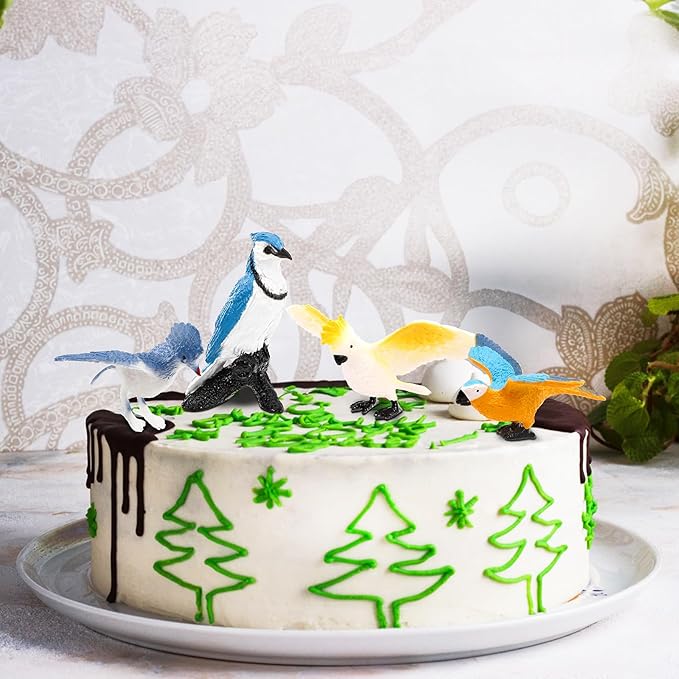 ZENFUN 29 Pieces Realistic Bird Animals Figurines, Mini Bird Model, Birds Cake Cupcake Topper, Parrot Figurine, Miniature Birds Animal Figure for Birthday Party Supply