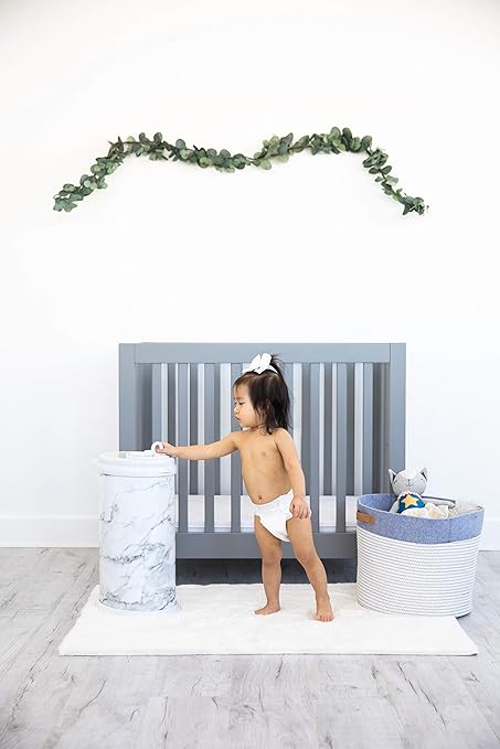 Ubbi Steel Diaper Pail, Odor Locking, No Special Bag Required, Award-Winning, Registry Must-Have, Marble