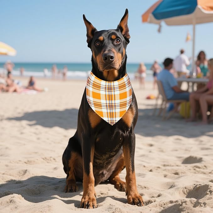 30 Pack Large Plaid Dog Bandanas Stitch Dog Bandana Bulk Reversible Print One Side XXL Polyester Scarves Party Grooming L