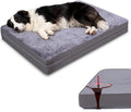 Waterproof Dog Bed for Crate - Outdoor Crate Pad for Medium Dogs, Orthopedic Egg Crate Foam, Anti-Slip, Reversible & Washable Cover, 35" x 22", Gray