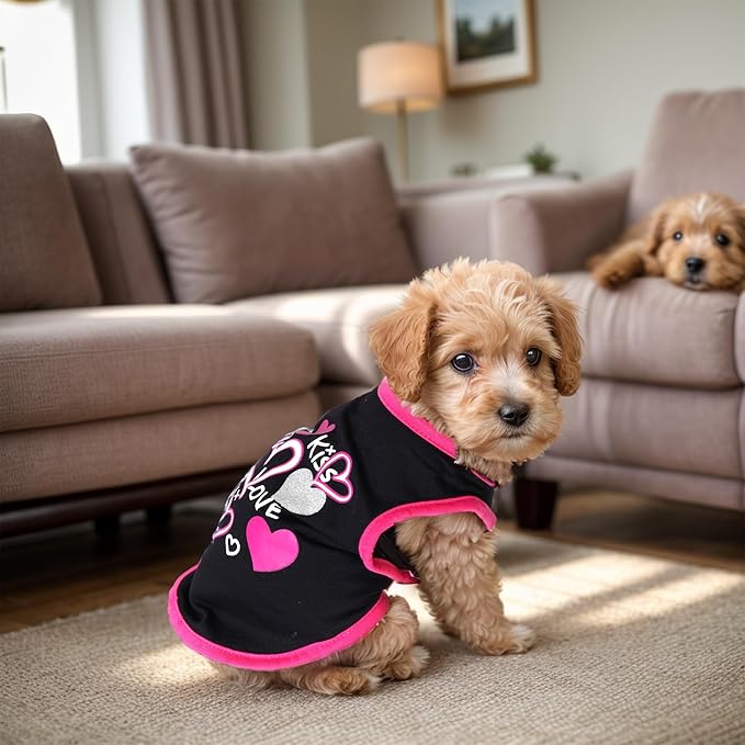 4 Pack Dog Shirts Summer Printed Puppy Clothes Cute Sleeveless Pet T Shirts Dog Clothes for Small Medium Dogs Cats Girl(XS)
